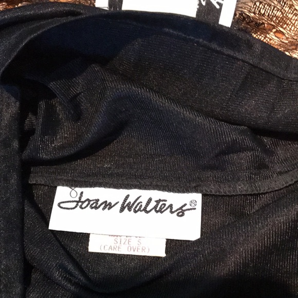 Joan Walters size small black camisole and lace over shirt in gold. Dry clean. - Picture 13 of 13